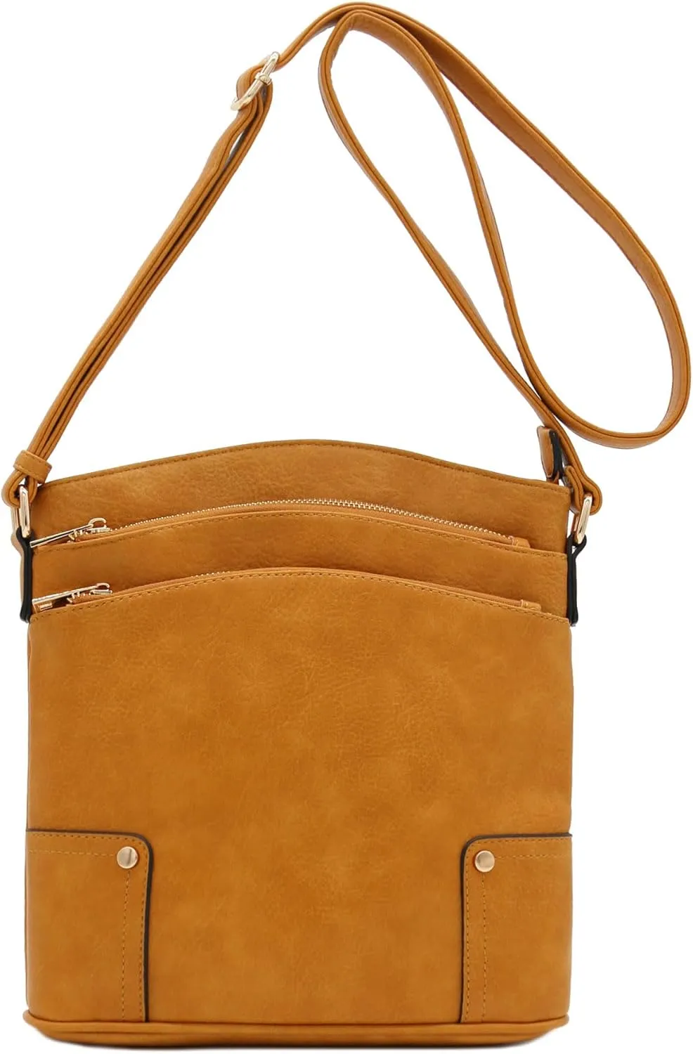 ALYSSA Triple Zip Pocket Large Crossbody Bag