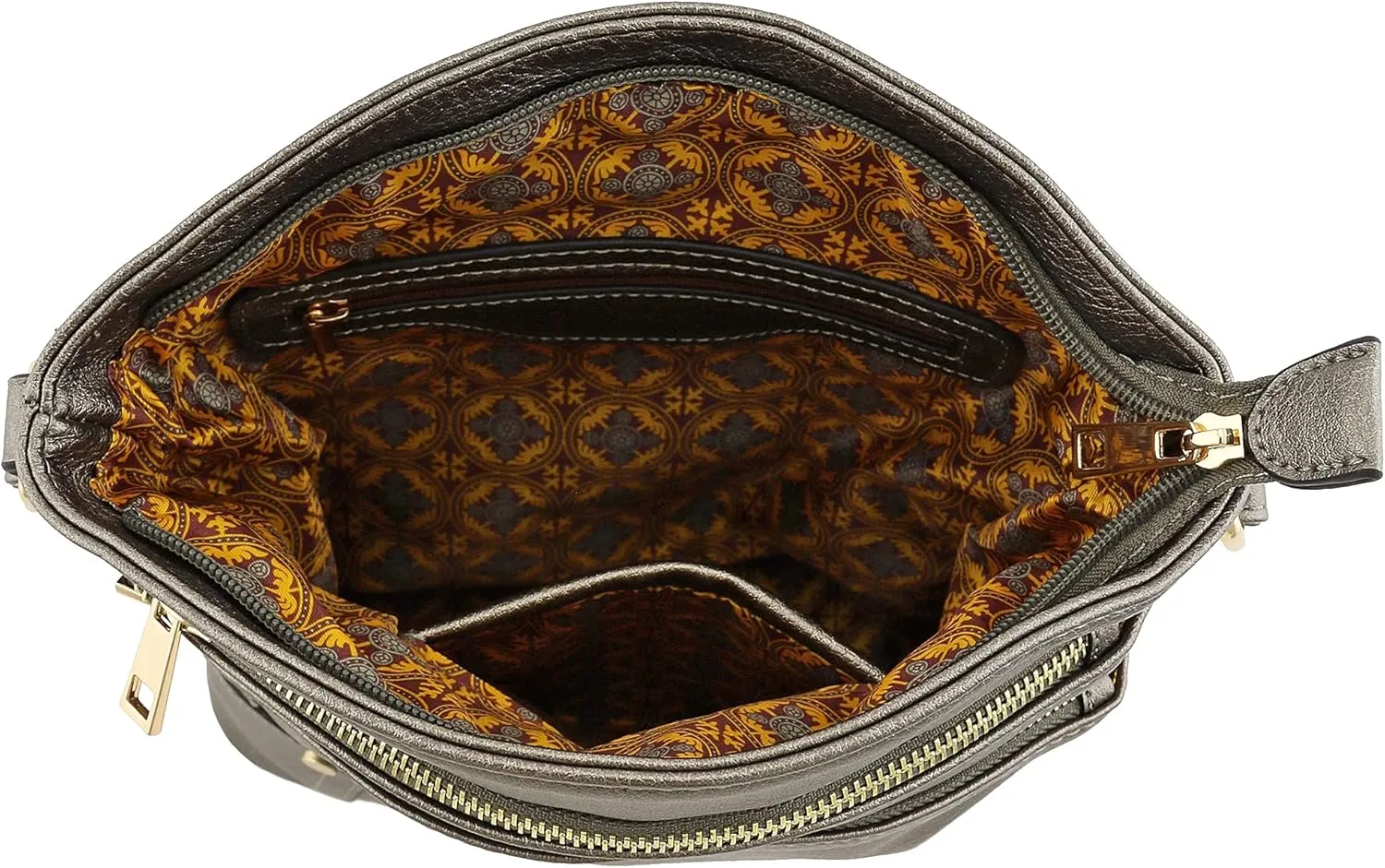 ALYSSA Triple Zip Pocket Large Crossbody Bag