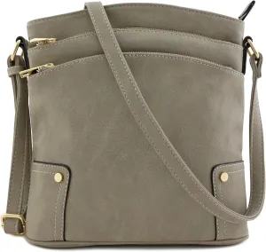 ALYSSA Triple Zip Pocket Large Crossbody Bag