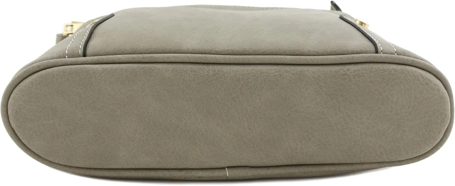 ALYSSA Triple Zip Pocket Large Crossbody Bag