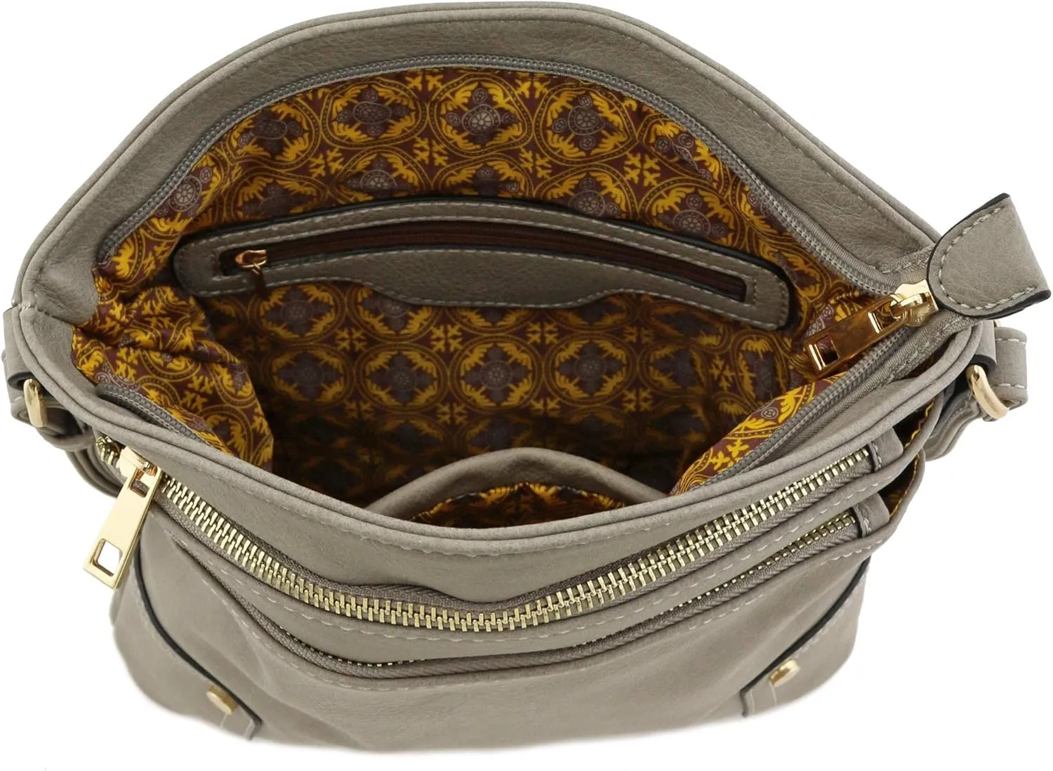 ALYSSA Triple Zip Pocket Large Crossbody Bag