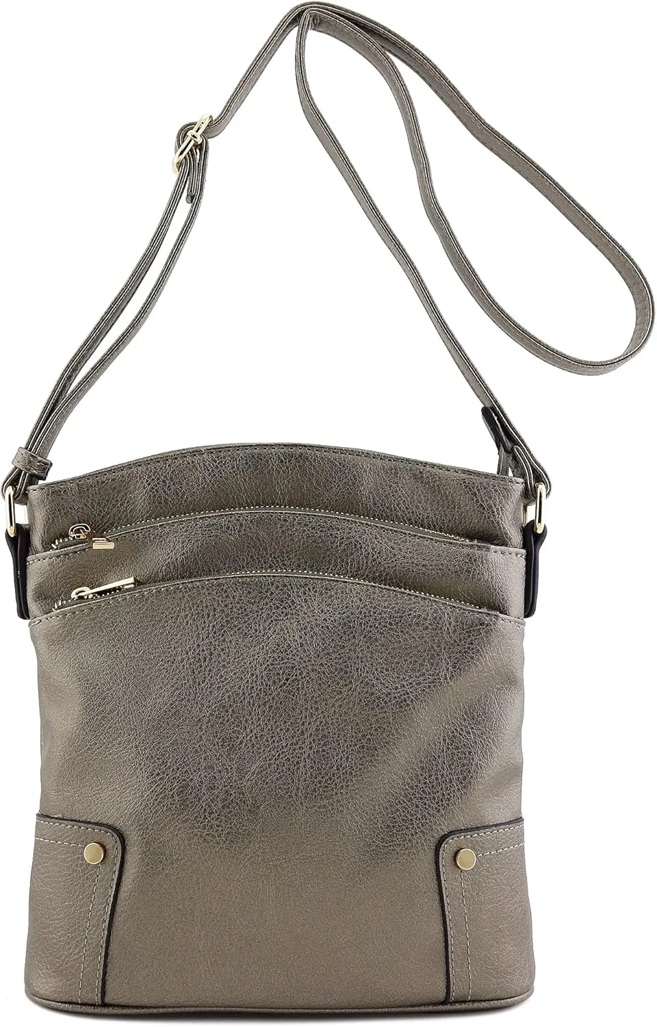 ALYSSA Triple Zip Pocket Large Crossbody Bag