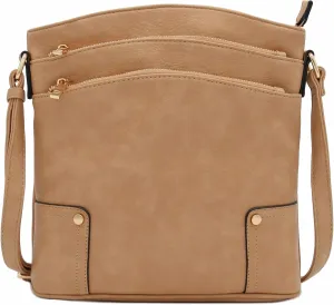 ALYSSA Triple Zip Pocket Large Crossbody Bag