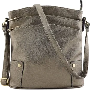 ALYSSA Triple Zip Pocket Large Crossbody Bag