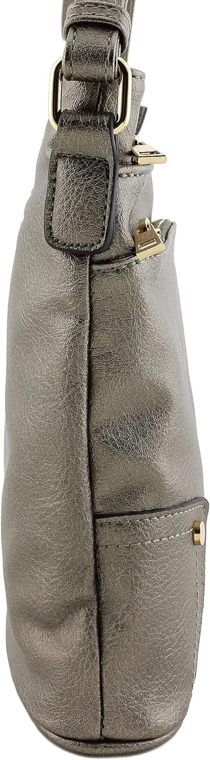 ALYSSA Triple Zip Pocket Large Crossbody Bag