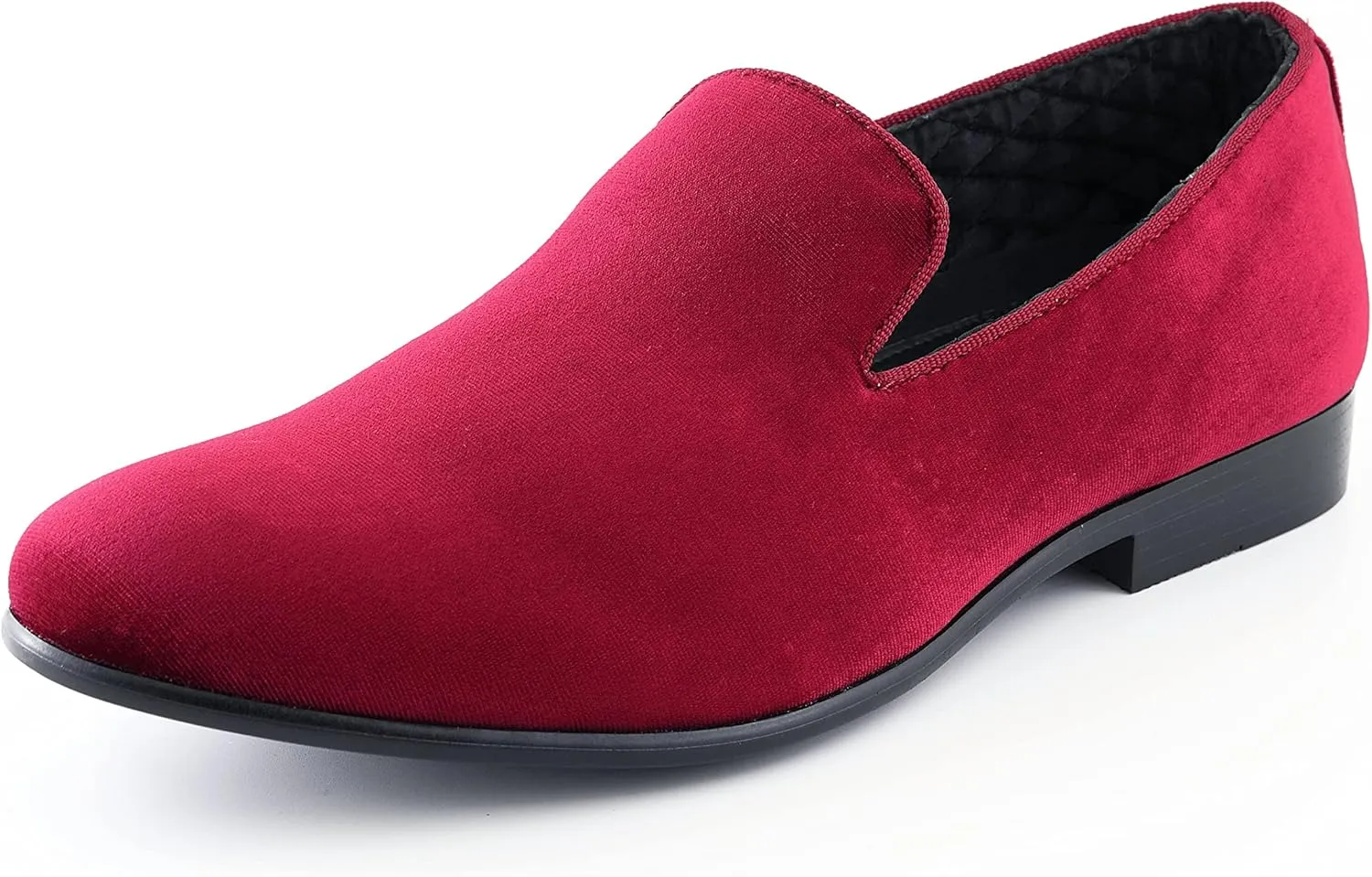 Amali Fishman Men’s Dress Shoes Plush Velvet with a Quilted Design Slip-on Driver Shoes for Men Velvet Loafers The Original Smoking Men Tuxedo Slipper Shoes