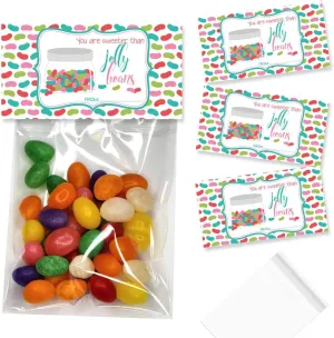 Amanda Creation You Are Sweeter Than Jelly Beans Cute Easter & Spring Themed Bag Toppers for Party Favor Treat Bags, Set of 20 Bag Toppers With 20 Self-Adhesive Bags Also Included