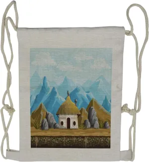 Ambesonne Abstract Drawstring Backpack, South Hut, Sackpack Bag