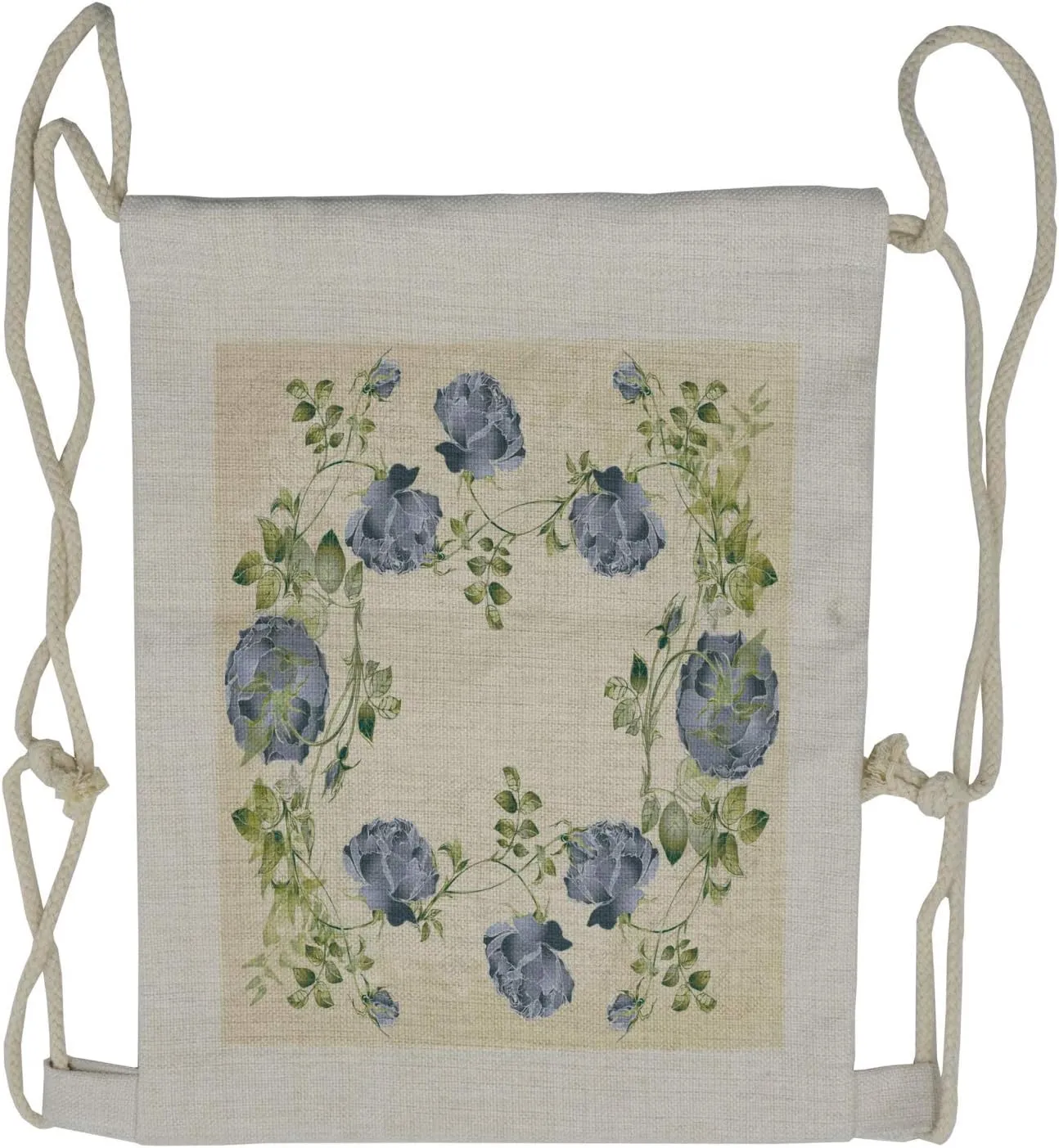 Ambesonne Floral Drawstring Backpack, Vintage Roses Framework, Sackpack Bag