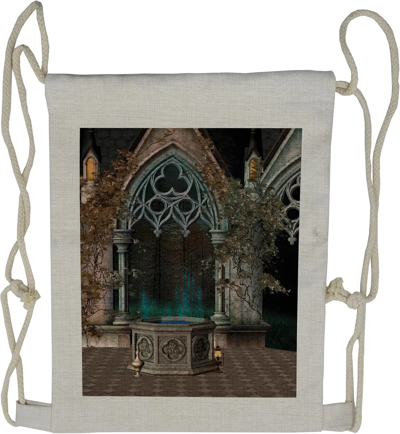 Ambesonne Gothic Drawstring Backpack, Old Gateway to Forest, Sackpack Bag
