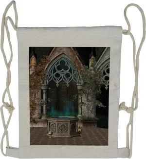 Ambesonne Gothic Drawstring Backpack, Old Gateway to Forest, Sackpack Bag