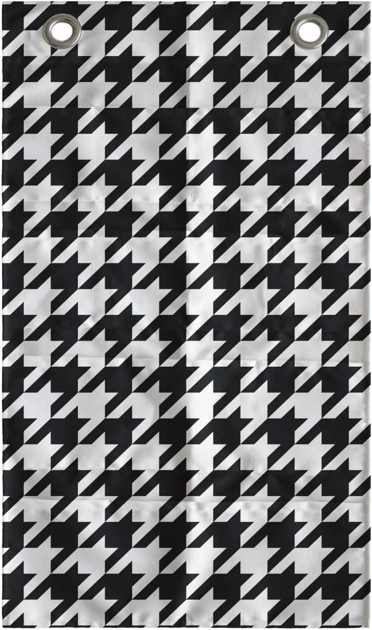 Ambesonne Modern Hanging Pocket Organizer, Illustration of Bizarre Shapes Houndstooth Inspired Graphics, Printed Polyester Storage Bag with Pockets, 21" x 31", Charcoal Grey and White