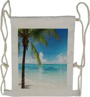 Ambesonne Ocean Drawstring Backpack, Exotic Beach Shoreline, Sackpack Bag