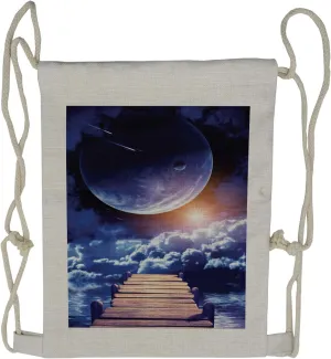 Ambesonne Outer Space Drawstring Backpack, Meteorite Dock Sun, Sackpack Bag