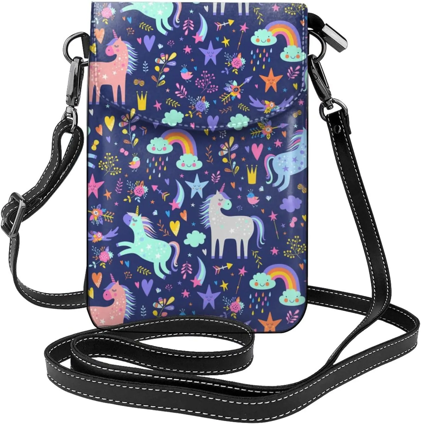 AMRANDOM Leather Small Crossbody Bags Cell Phone Bag Wallet Purses Adjustable Strap