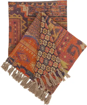 Anatolia Linen Throw, 50" X 70", Yellow/Orange/Brown Graphic Pattern