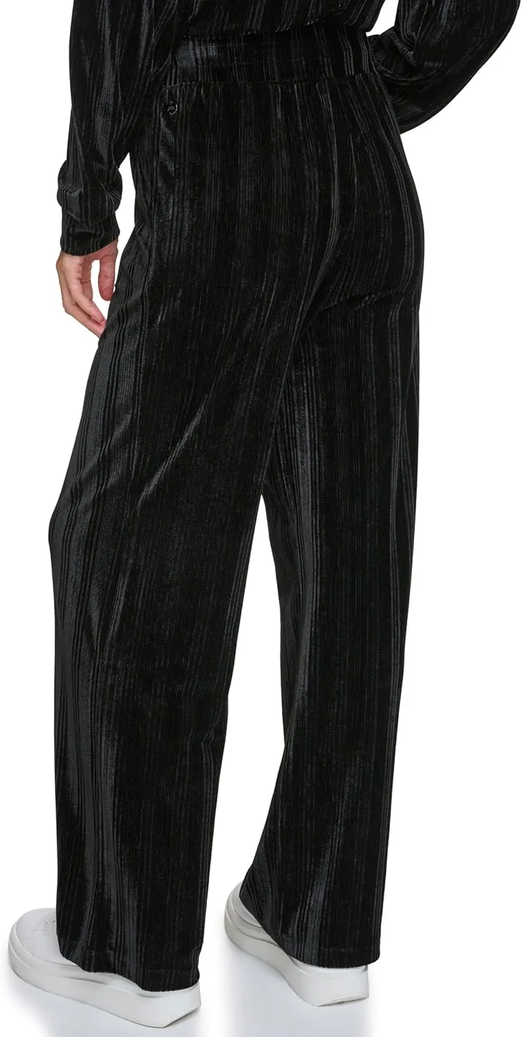 Andrew Marc Women's Mid Rise Velvet Ribbed Bottoms