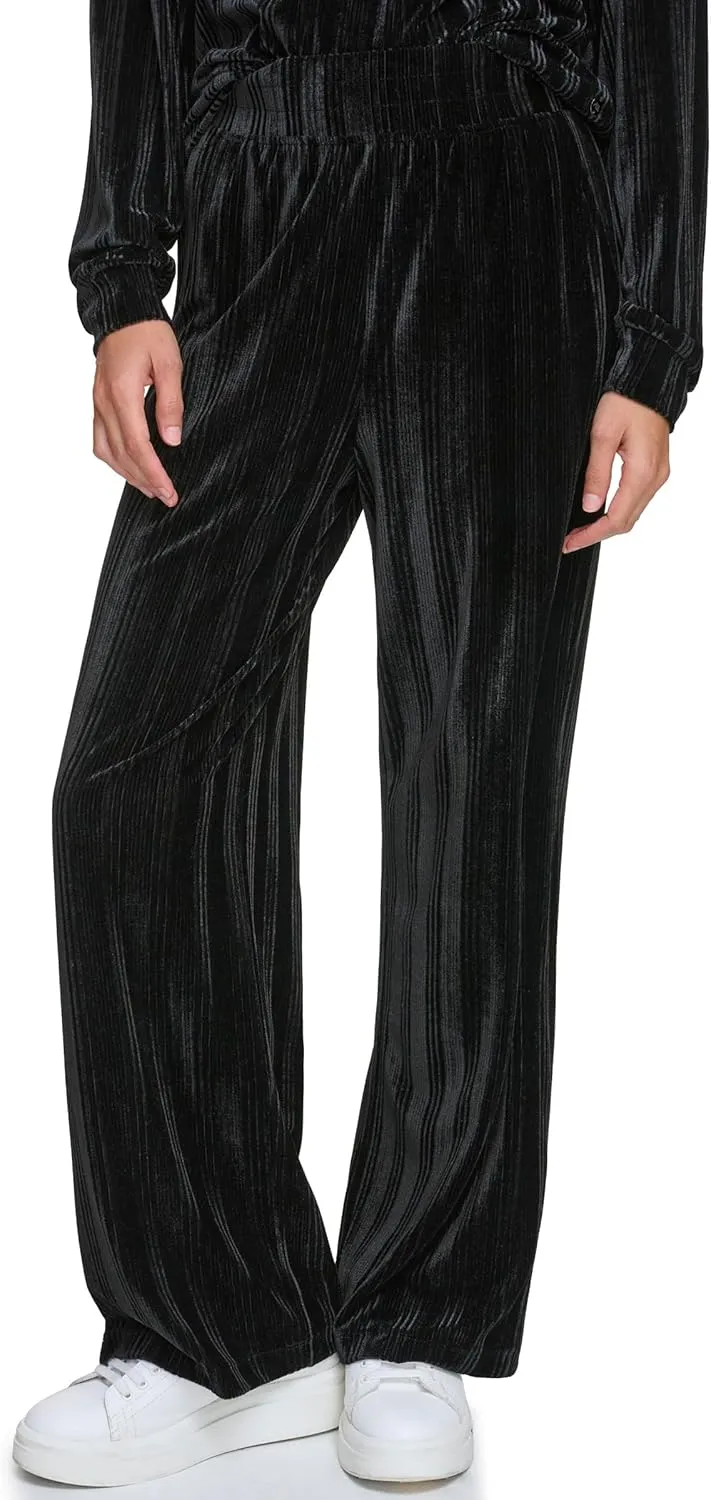 Andrew Marc Women's Mid Rise Velvet Ribbed Bottoms