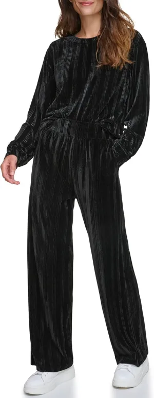 Andrew Marc Women's Mid Rise Velvet Ribbed Bottoms
