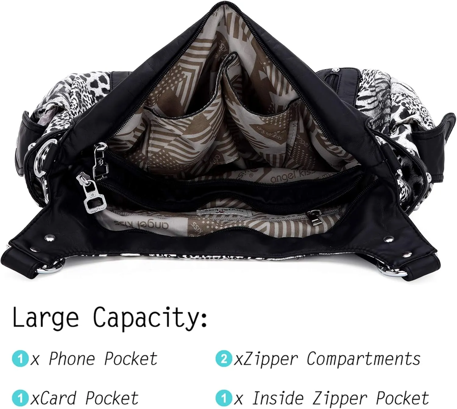 Angelkiss Large Purses and Handbags for Women Washed Faux Leather Crossbody Hobo Satchel Shoulder Handbag Tote Purse
