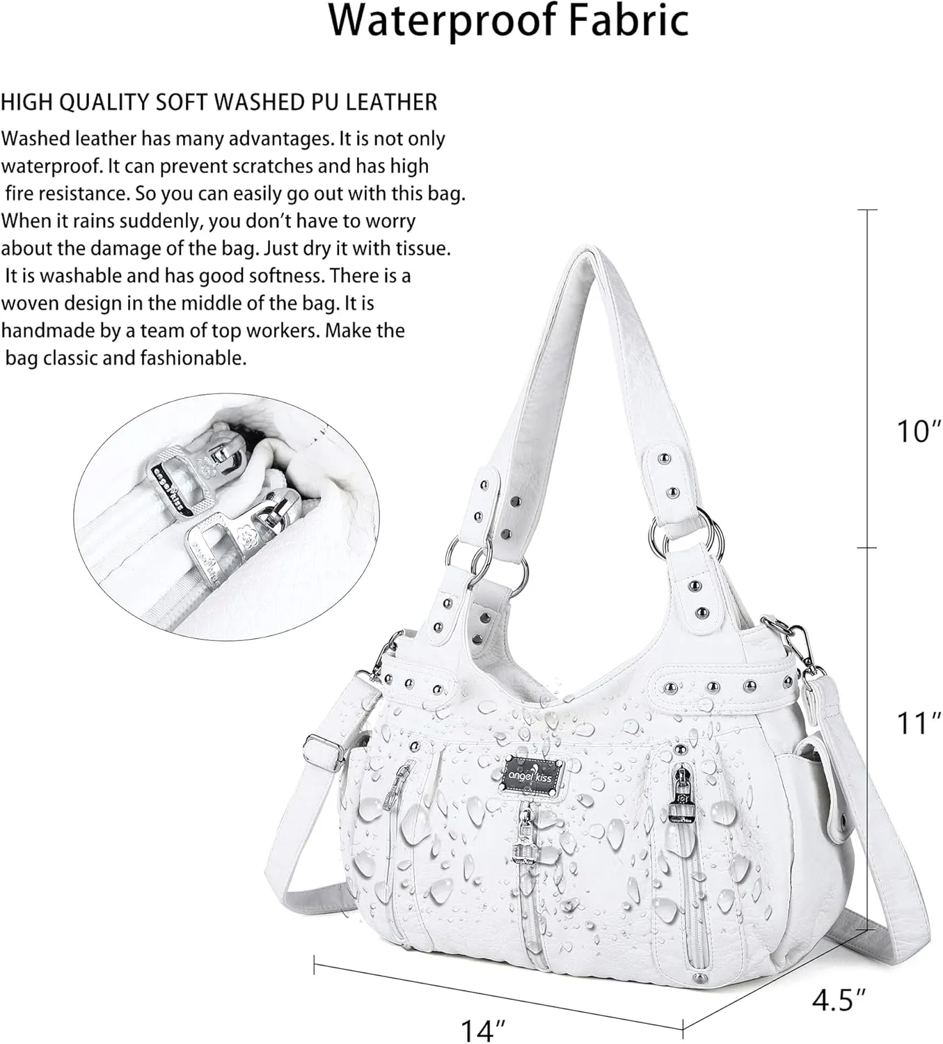 Angelkiss Large Purses and Handbags for Women Washed Faux Leather Crossbody Hobo Satchel Shoulder Handbag Tote Purse