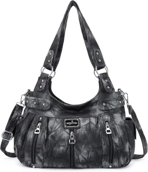 Angelkiss Large Purses and Handbags for Women Washed Faux Leather Crossbody Hobo Satchel Shoulder Handbag Tote Purse