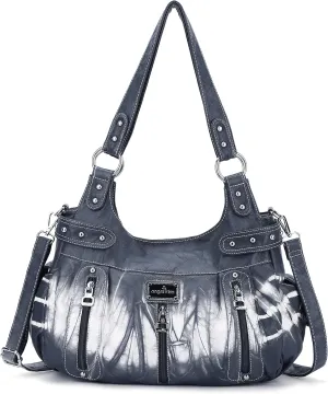 Angelkiss Large Purses and Handbags for Women Washed Faux Leather Crossbody Hobo Satchel Shoulder Handbag Tote Purse