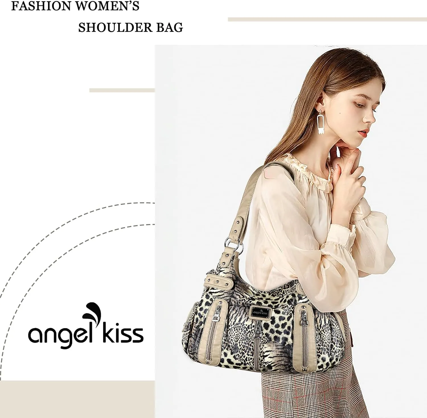 Angelkiss Large Purses and Handbags for Women Washed Faux Leather Crossbody Hobo Satchel Shoulder Handbag Tote Purse