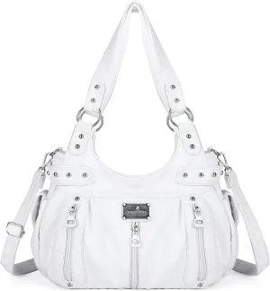Angelkiss Large Purses and Handbags for Women Washed Faux Leather Crossbody Hobo Satchel Shoulder Handbag Tote Purse