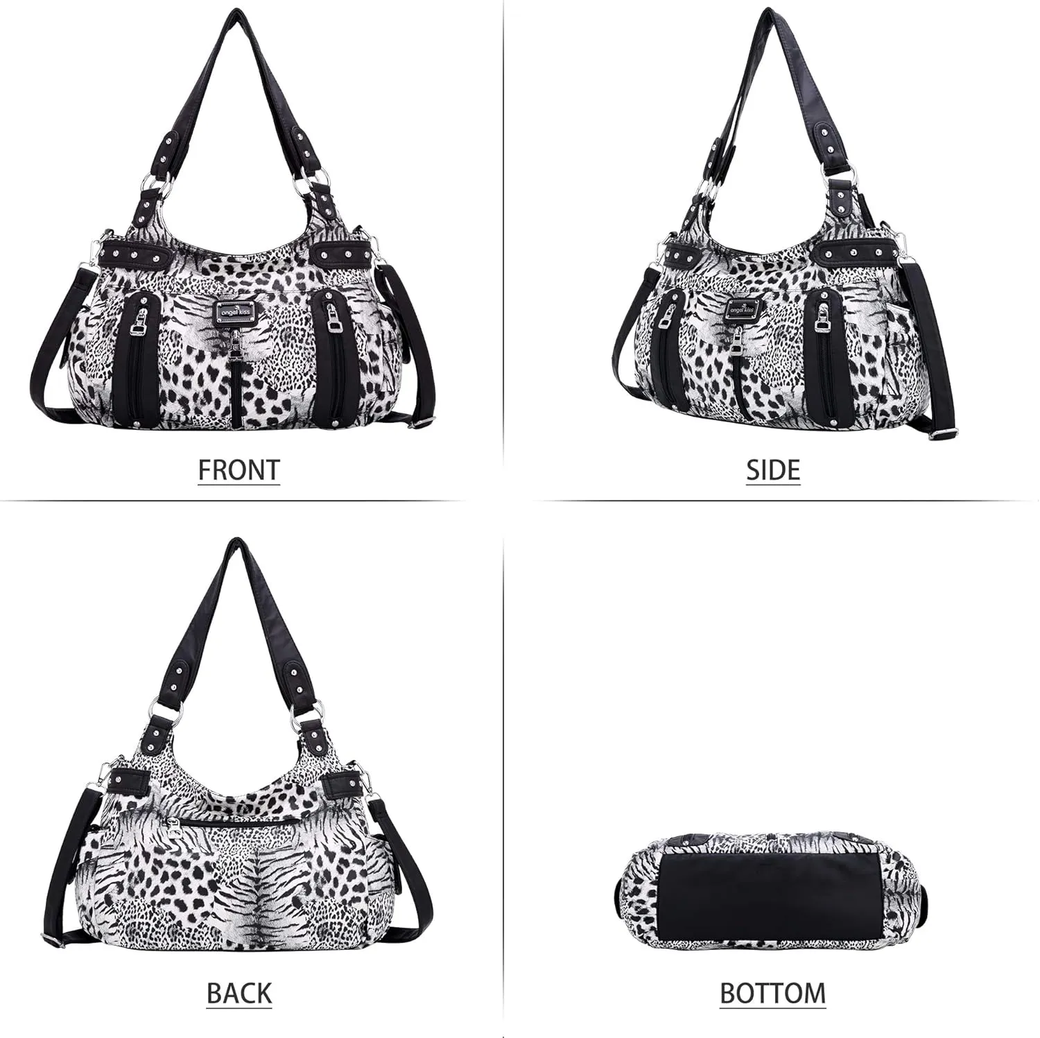 Angelkiss Large Purses and Handbags for Women Washed Faux Leather Crossbody Hobo Satchel Shoulder Handbag Tote Purse