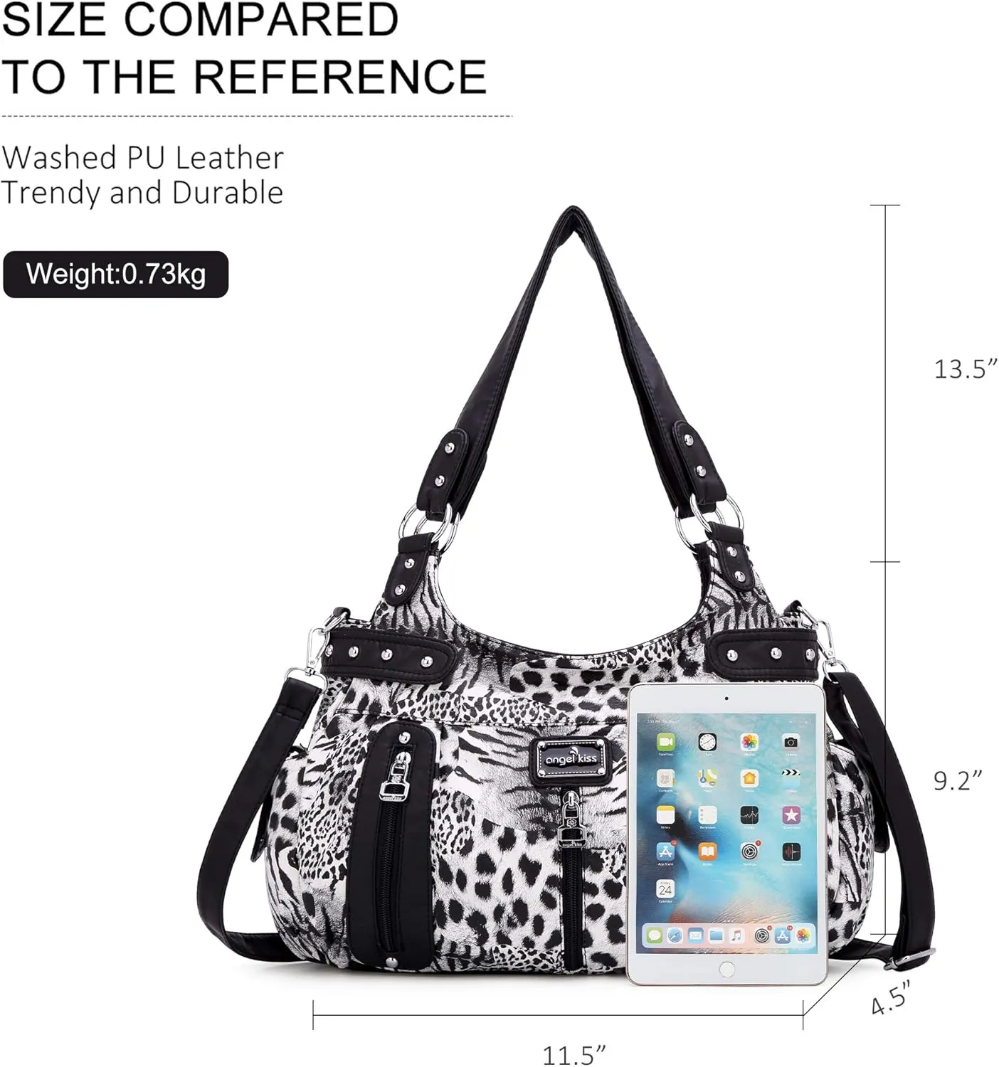 Angelkiss Large Purses and Handbags for Women Washed Faux Leather Crossbody Hobo Satchel Shoulder Handbag Tote Purse