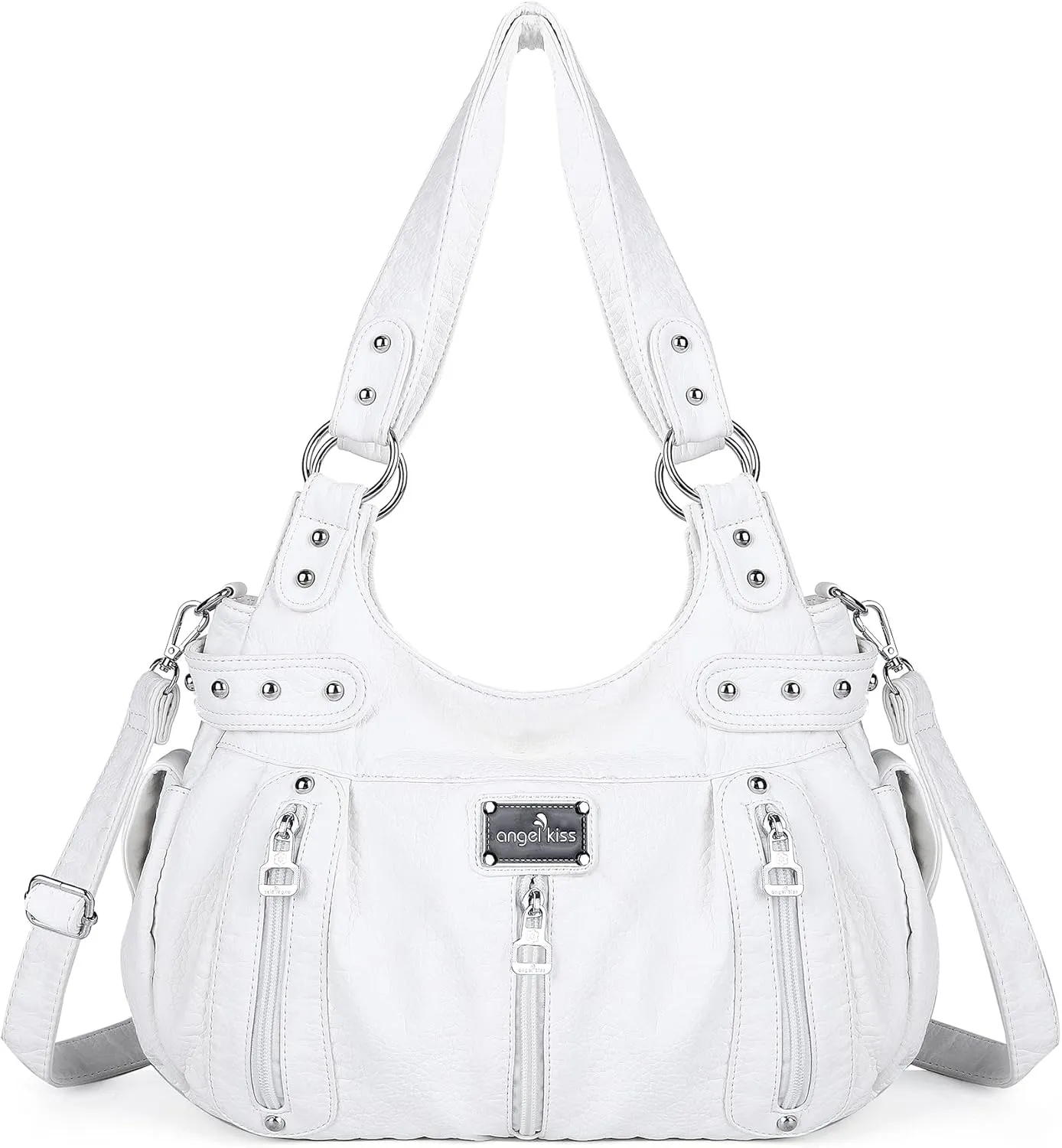 Angelkiss Large Purses and Handbags for Women Washed Faux Leather Crossbody Hobo Satchel Shoulder Handbag Tote Purse