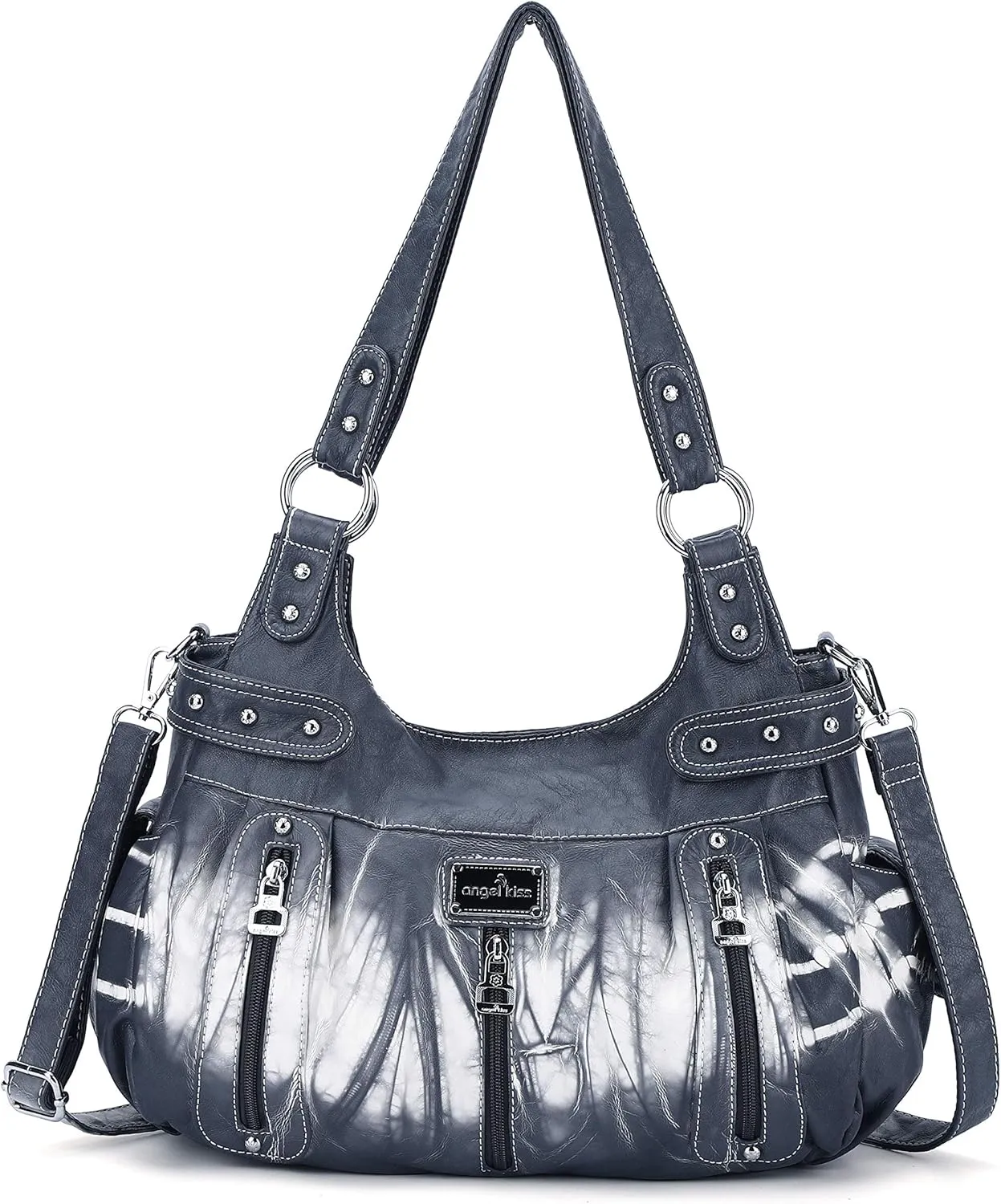 Angelkiss Large Purses and Handbags for Women Washed Faux Leather Crossbody Hobo Satchel Shoulder Handbag Tote Purse
