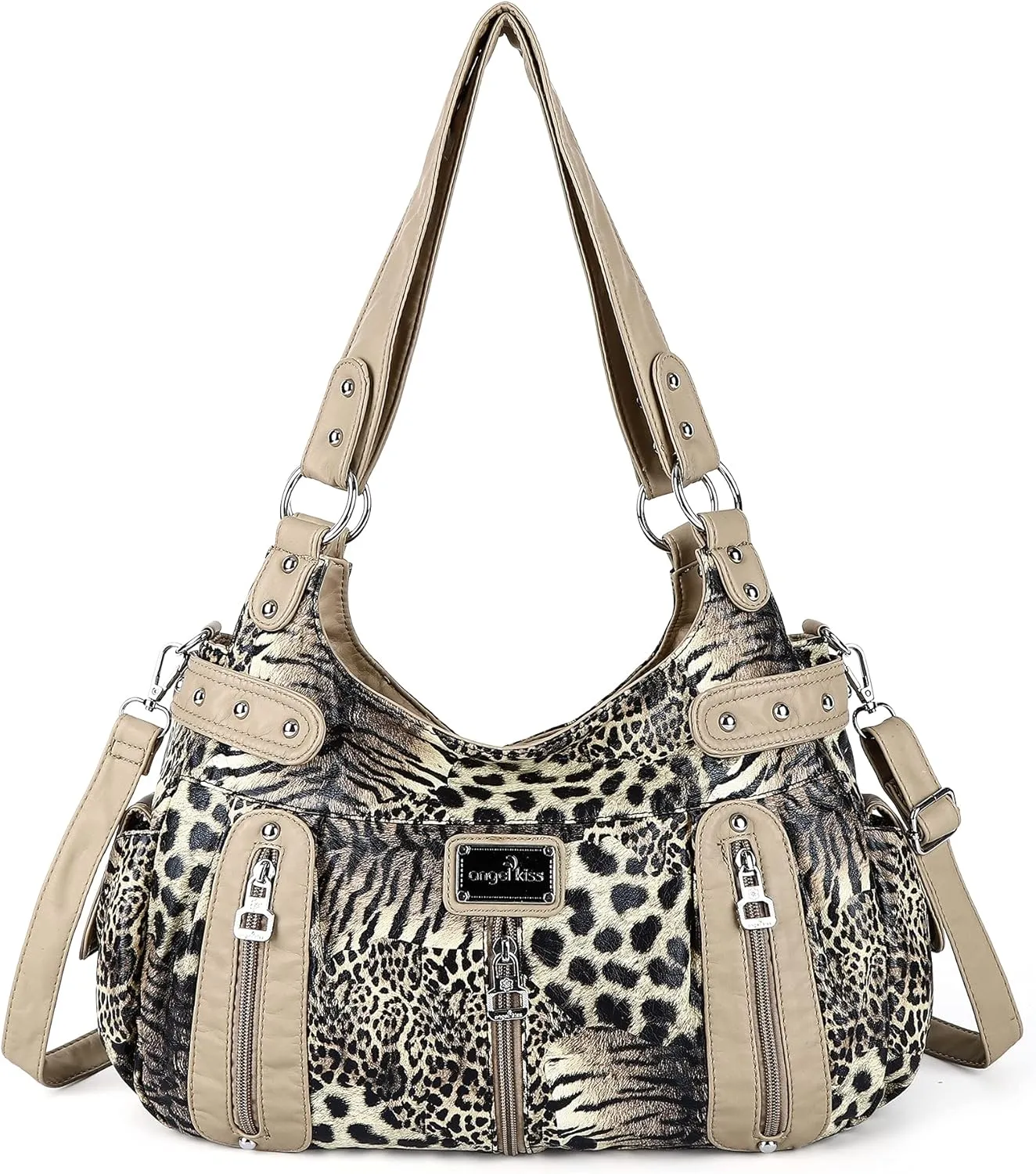 Angelkiss Large Purses and Handbags for Women Washed Faux Leather Crossbody Hobo Satchel Shoulder Handbag Tote Purse