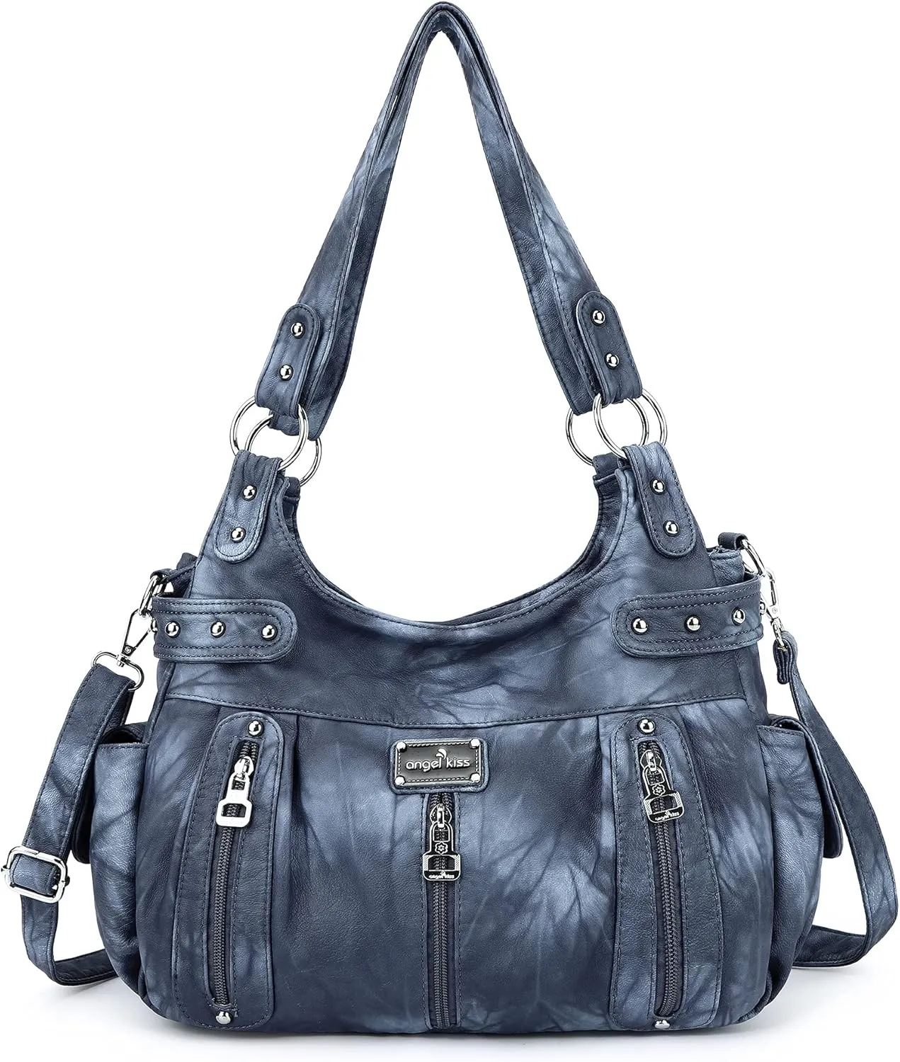 Angelkiss Large Purses and Handbags for Women Washed Faux Leather Crossbody Hobo Satchel Shoulder Handbag Tote Purse