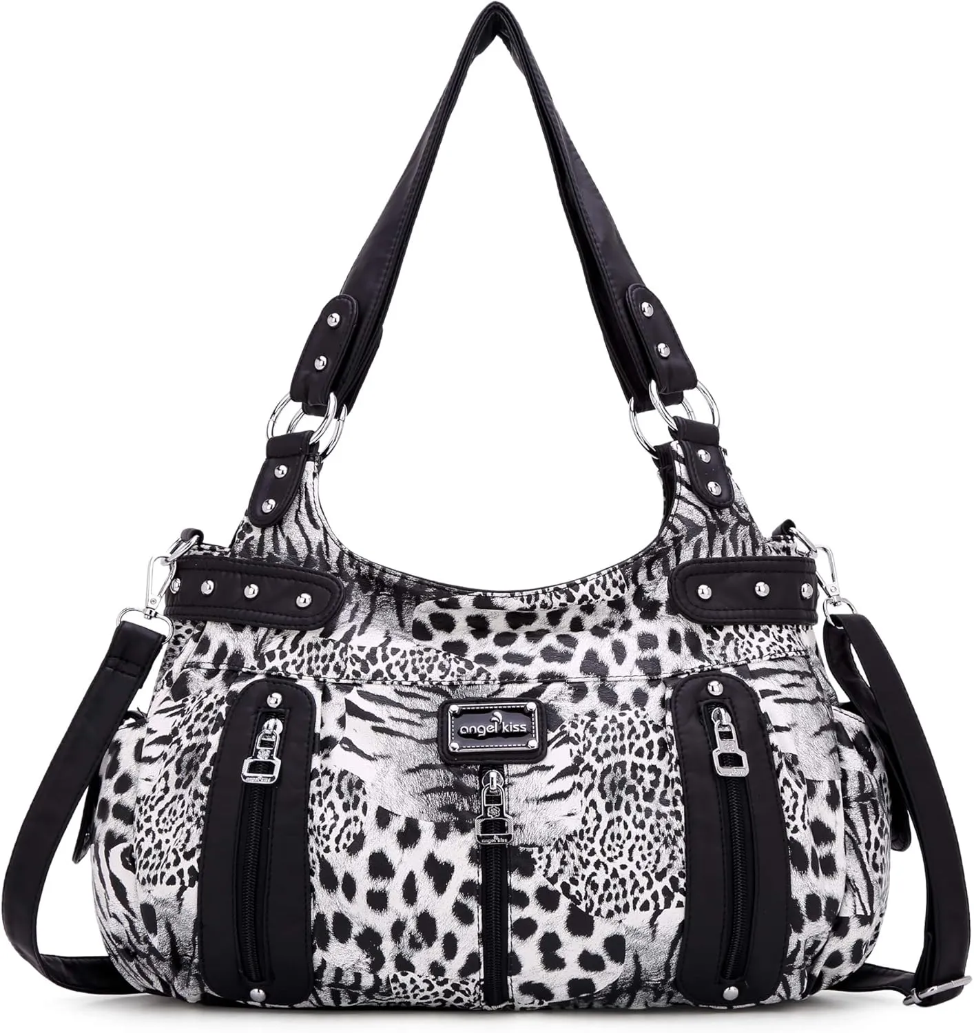 Angelkiss Large Purses and Handbags for Women Washed Faux Leather Crossbody Hobo Satchel Shoulder Handbag Tote Purse
