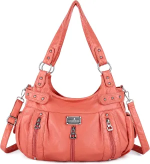Angelkiss Large Purses and Handbags for Women Washed Faux Leather Crossbody Hobo Satchel Shoulder Handbag Tote Purse