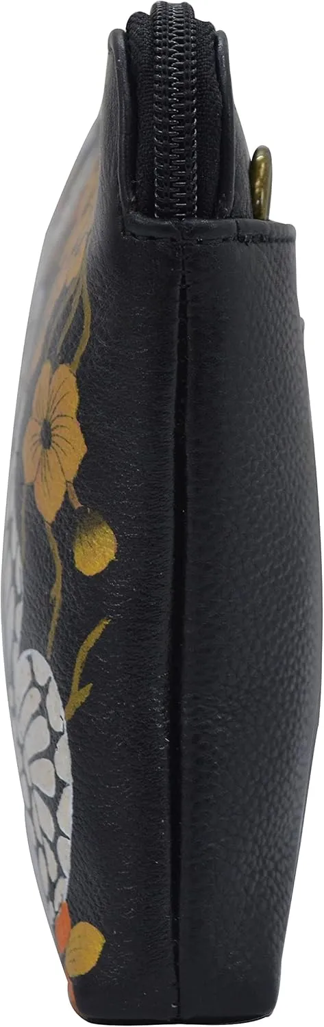 Anna by Anuschka Womens Hand Painted Leather Slim Crossbody