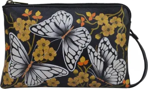 Anna by Anuschka Womens Hand Painted Leather Slim Crossbody