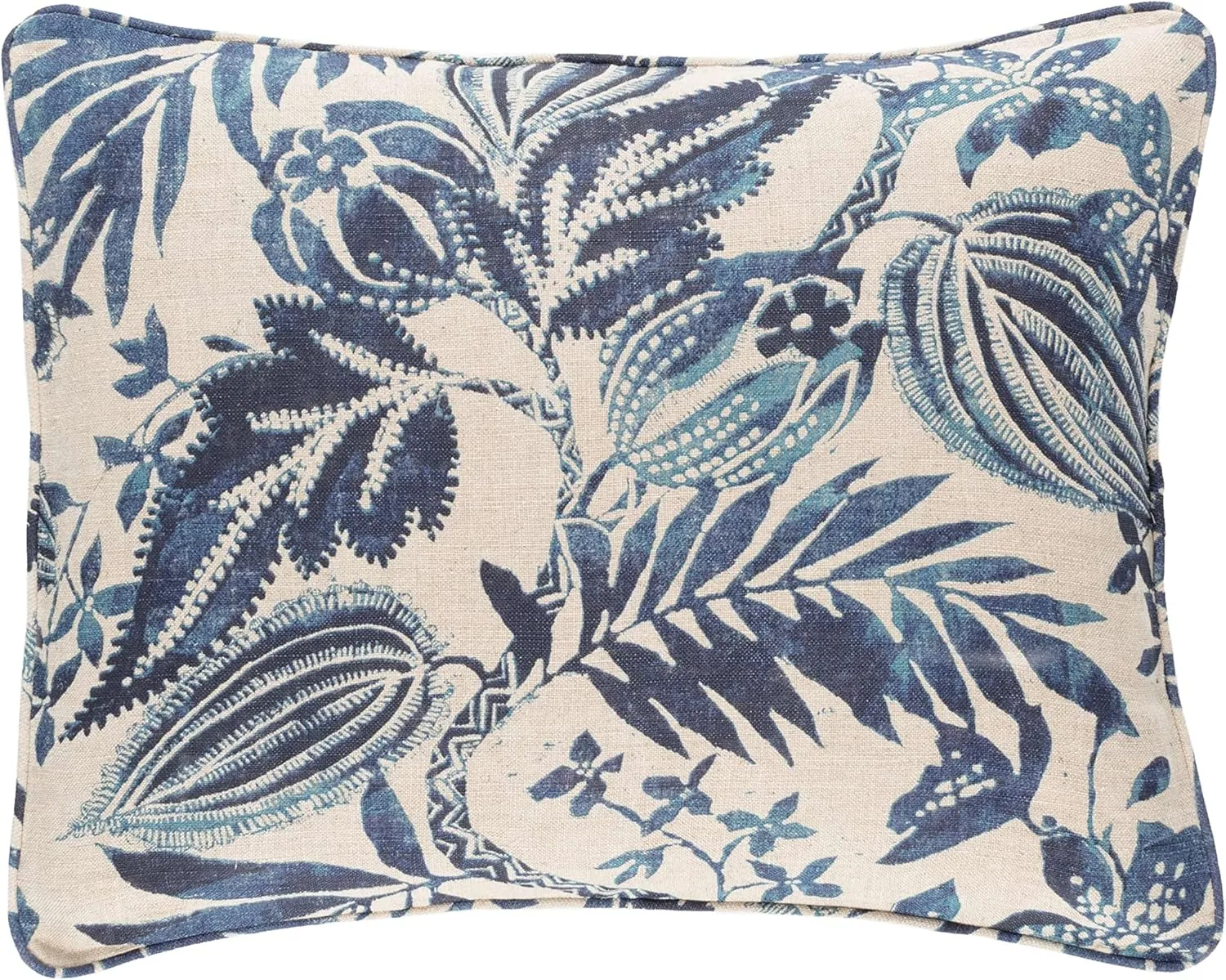Antigua Linen Duvet Sham, Euro Size, Blue Floral Pattern