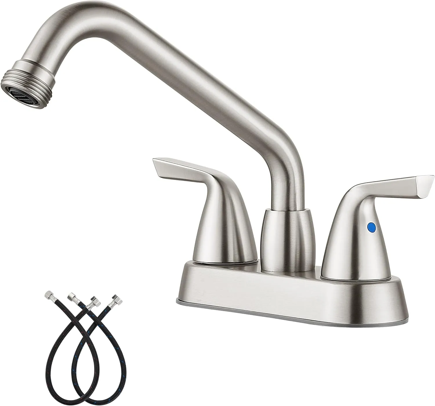 Aolemi Utility Laundry Sink Faucet,4 Inch Centerest Laundry Faucets for Utility Sink,Laundry & Utility Room Sink Faucet,with Swivel Spout and NPT3/4 Threaded End,2 Arc Handles,Brushed Nickel