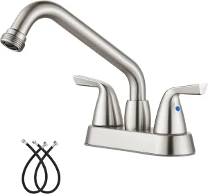 Aolemi Utility Laundry Sink Faucet,4 Inch Centerest Laundry Faucets for Utility Sink,Laundry & Utility Room Sink Faucet,with Swivel Spout and NPT3/4 Threaded End,2 Arc Handles,Brushed Nickel