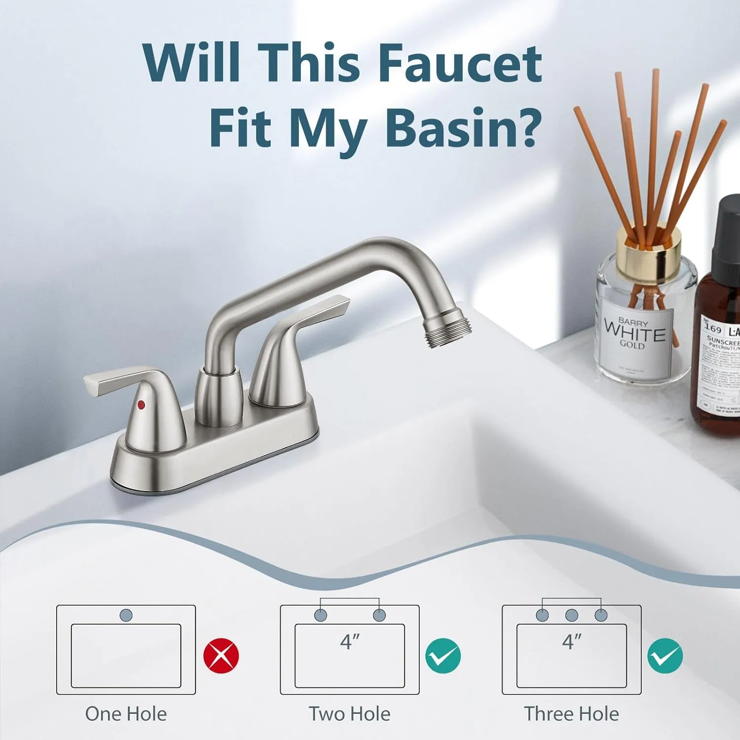 Aolemi Utility Laundry Sink Faucet,4 Inch Centerest Laundry Faucets for Utility Sink,Laundry & Utility Room Sink Faucet,with Swivel Spout and NPT3/4 Threaded End,2 Arc Handles,Brushed Nickel