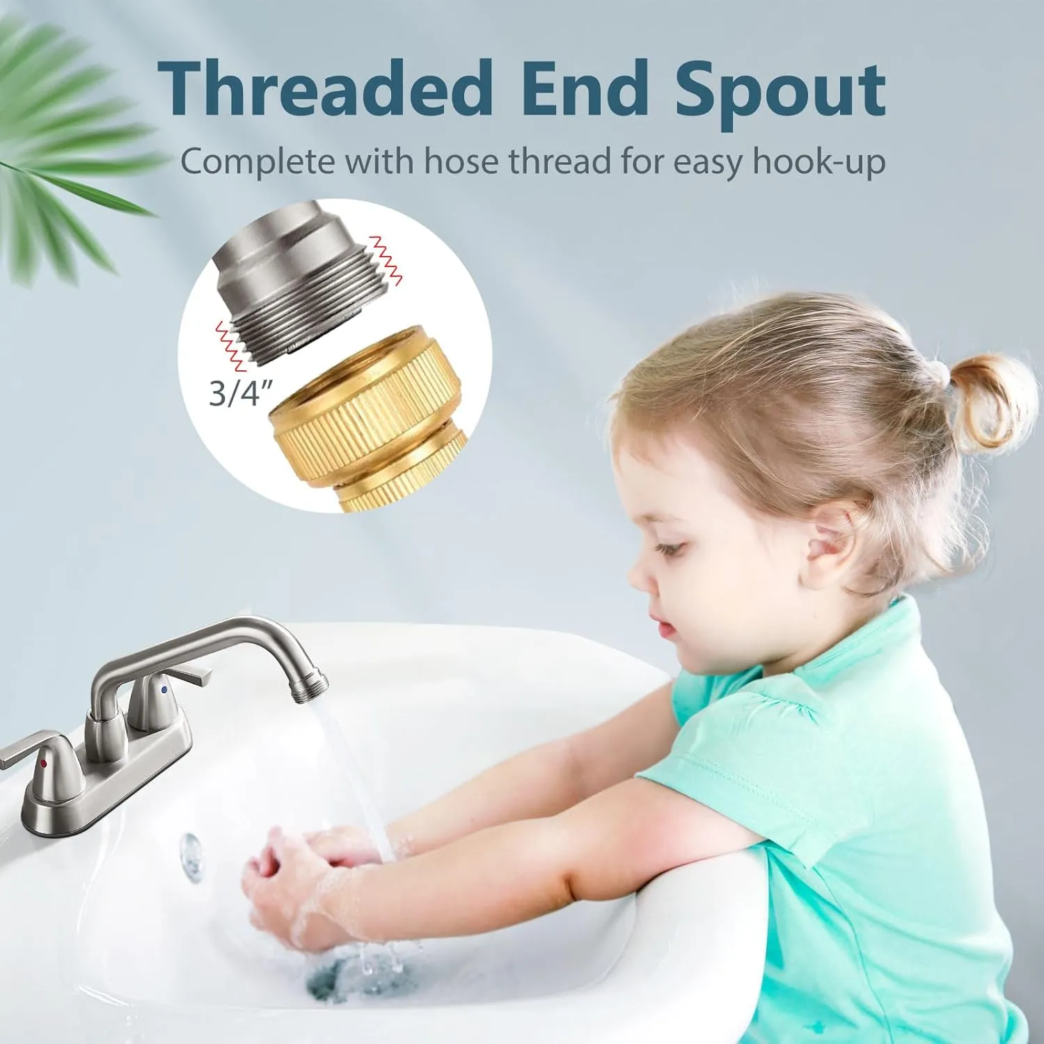 Aolemi Utility Laundry Sink Faucet,4 Inch Centerest Laundry Faucets for Utility Sink,Laundry & Utility Room Sink Faucet,with Swivel Spout and NPT3/4 Threaded End,2 Arc Handles,Brushed Nickel