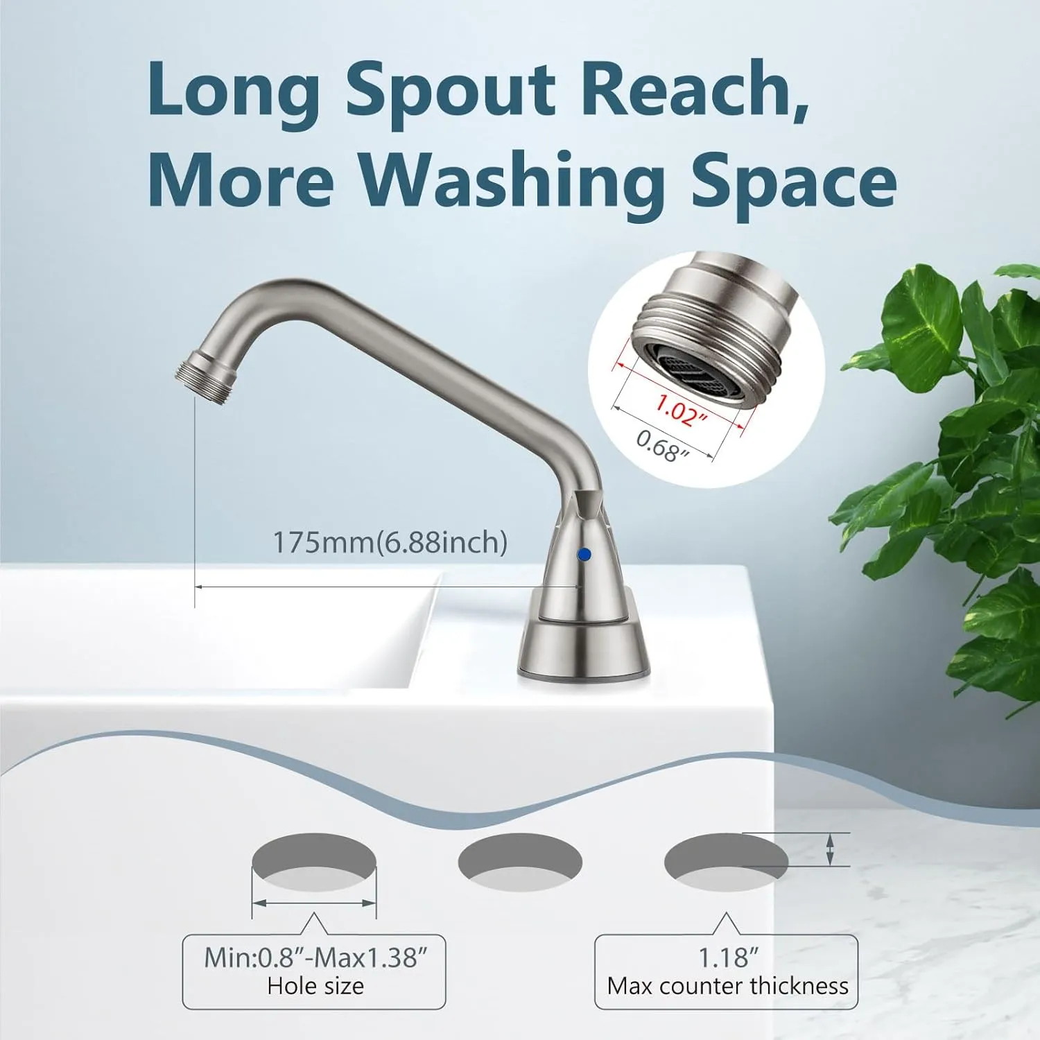 Aolemi Utility Laundry Sink Faucet,4 Inch Centerest Laundry Faucets for Utility Sink,Laundry & Utility Room Sink Faucet,with Swivel Spout and NPT3/4 Threaded End,2 Arc Handles,Brushed Nickel