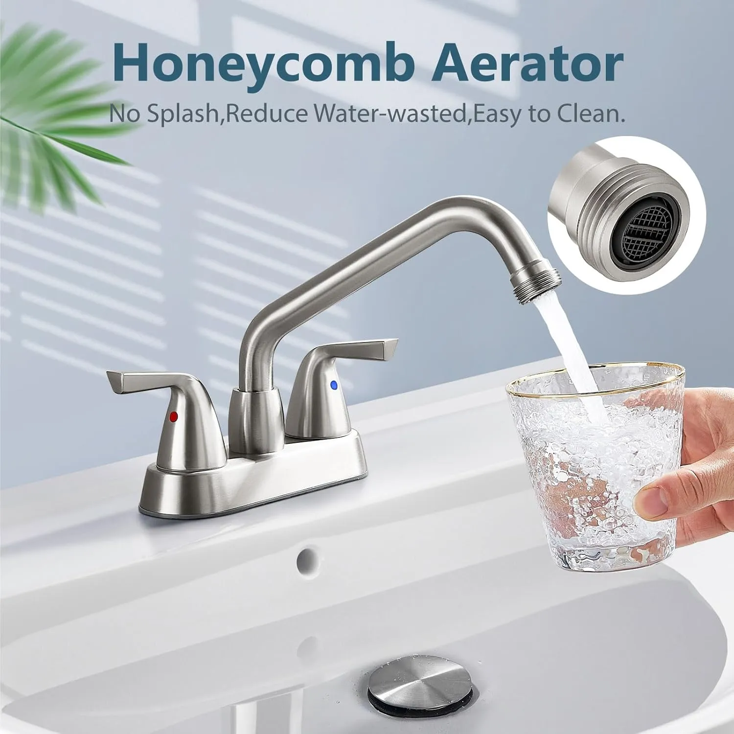 Aolemi Utility Laundry Sink Faucet,4 Inch Centerest Laundry Faucets for Utility Sink,Laundry & Utility Room Sink Faucet,with Swivel Spout and NPT3/4 Threaded End,2 Arc Handles,Brushed Nickel