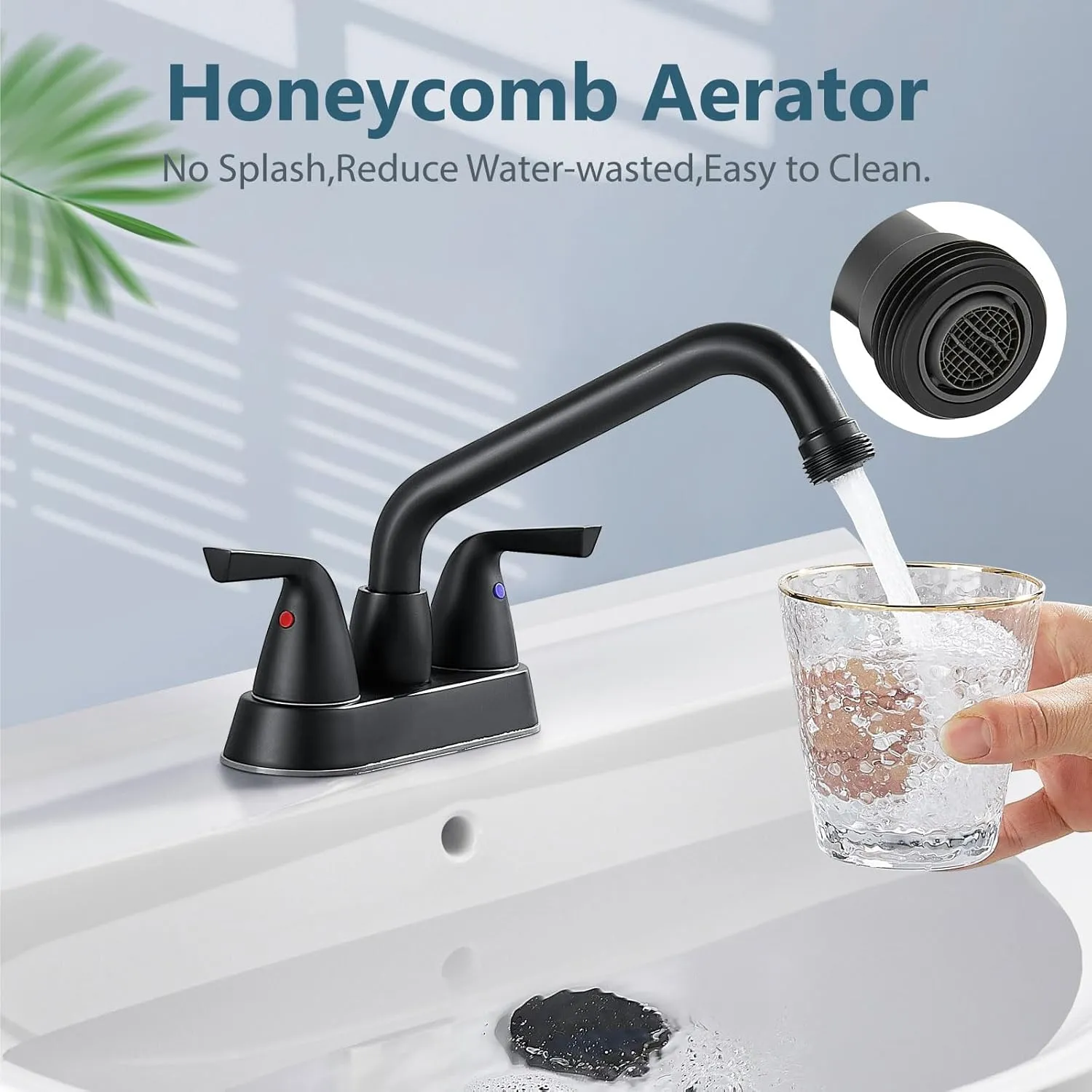Aolemi Utility Laundry Sink Faucet,4 Inch Centerest Laundry Faucets for Utility Sink,Laundry & Utility Room Sink Faucet,with Swivel Spout and NPT3/4 Threaded End,2 Arc Handles,Matte Black