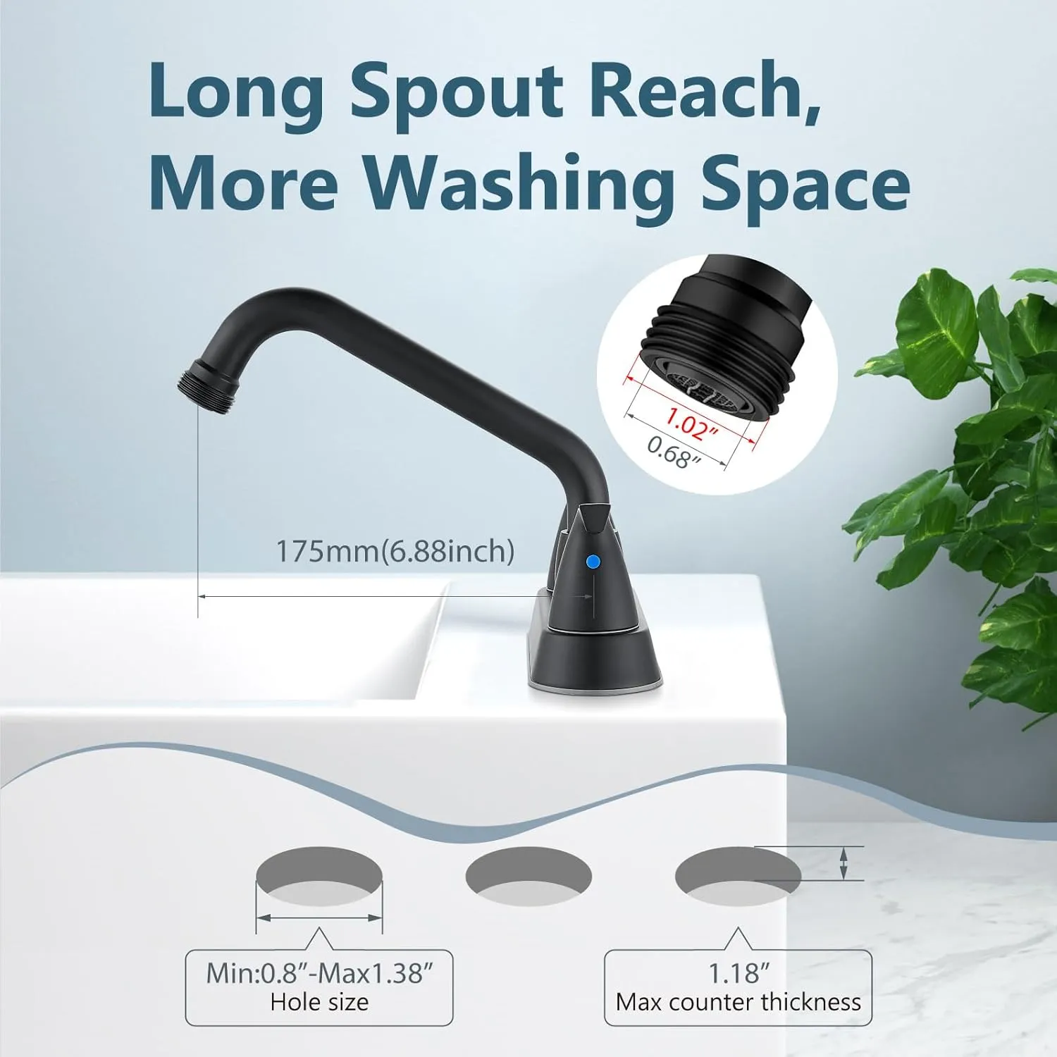 Aolemi Utility Laundry Sink Faucet,4 Inch Centerest Laundry Faucets for Utility Sink,Laundry & Utility Room Sink Faucet,with Swivel Spout and NPT3/4 Threaded End,2 Arc Handles,Matte Black