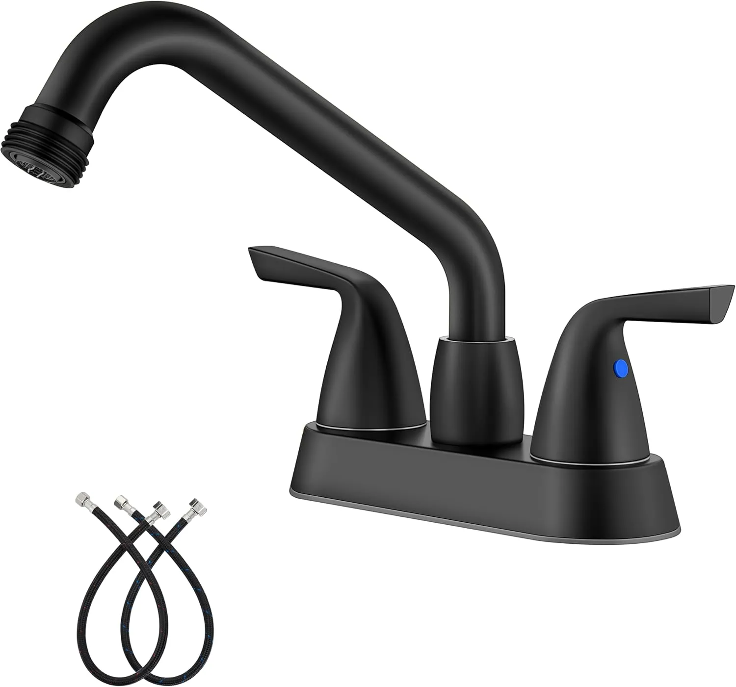 Aolemi Utility Laundry Sink Faucet,4 Inch Centerest Laundry Faucets for Utility Sink,Laundry & Utility Room Sink Faucet,with Swivel Spout and NPT3/4 Threaded End,2 Arc Handles,Matte Black