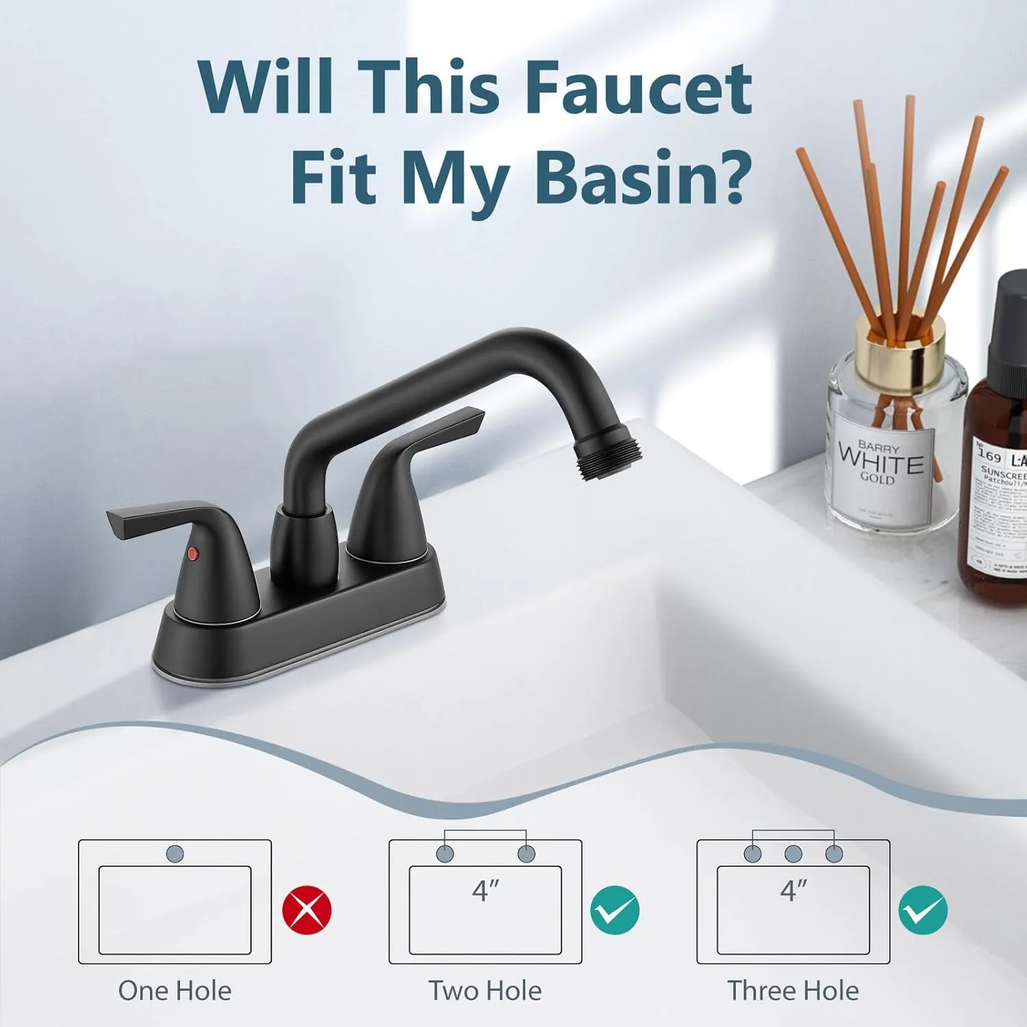 Aolemi Utility Laundry Sink Faucet,4 Inch Centerest Laundry Faucets for Utility Sink,Laundry & Utility Room Sink Faucet,with Swivel Spout and NPT3/4 Threaded End,2 Arc Handles,Matte Black